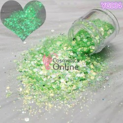 Decor pentru unghii NADP047LL Paiete Fosforescente Hexagonale YG004 Green cu Reflexii